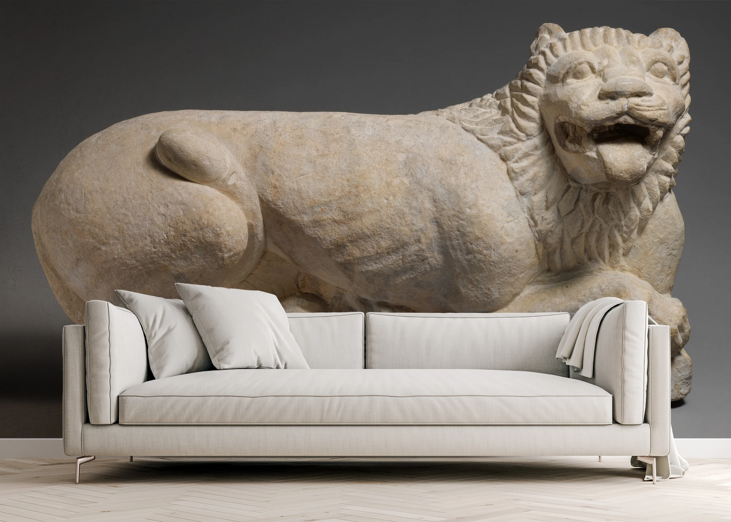 Photo wallpaper "History of Art: Limestone Reclining Lion" (5th century BC)