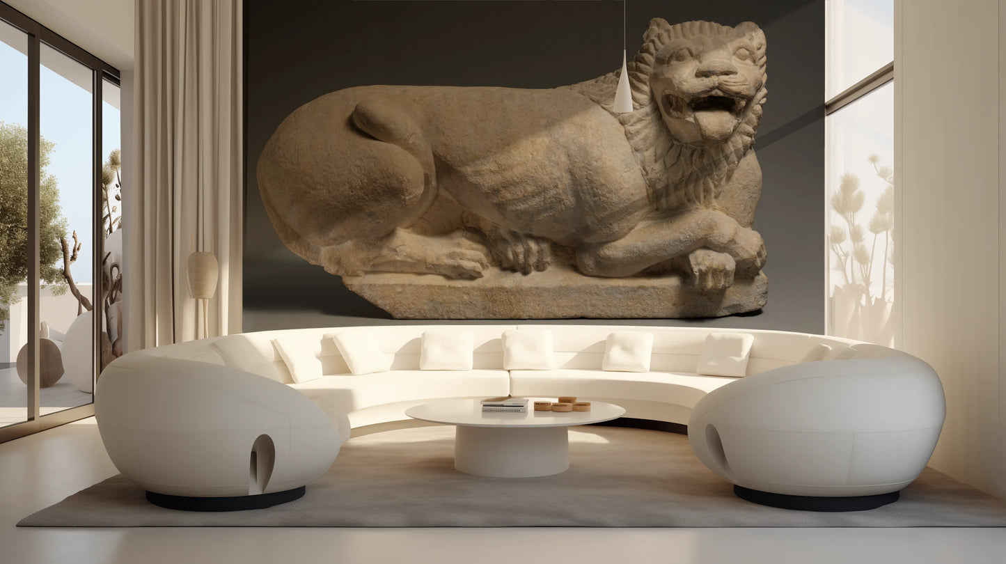 Photo wallpaper "History of Art: Limestone Reclining Lion" (5th century BC)