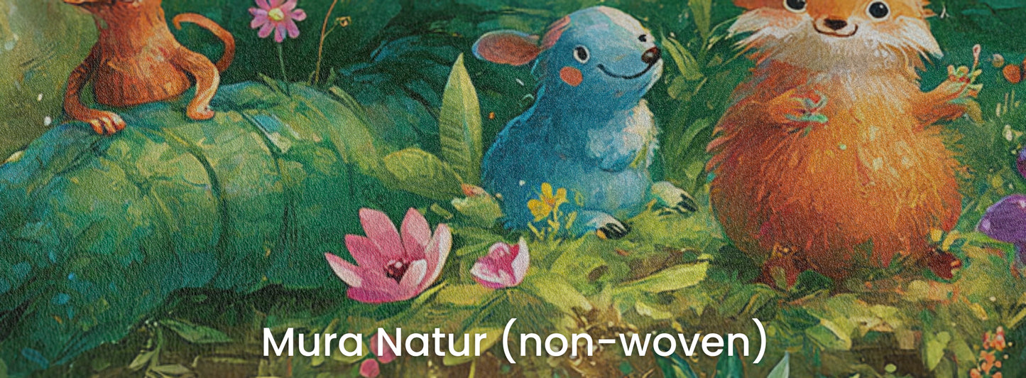 GREEN LAGOON PARADE - malarska tapeta z leśnymi zwierzętami — Mura Natur