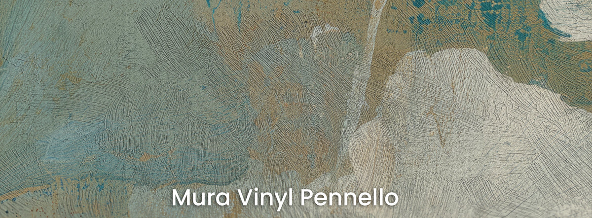 CHALK IMPRINT auf Mura Vinyl Pennello – Pinselstriche auf khakifarbenem Grund und weißem Blatt