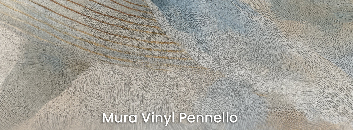 CLOUD VOYAGER auf dem Trägermaterial Mura Vinyl Pennello – goldene Linien auf der Struktur sichtbarer Pinselstriche