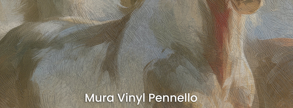 FIRST SNOW na podłożu Mura Vinyl Pennello – ciepłe kolory na fakturze pociągnięć pędzla