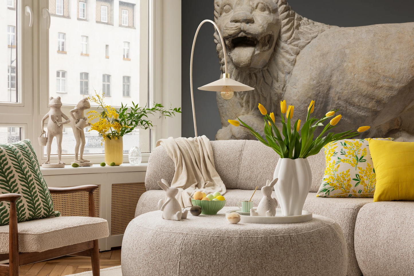 Photo wallpaper "History of Art: Limestone Reclining Lion" (5th century BC)
