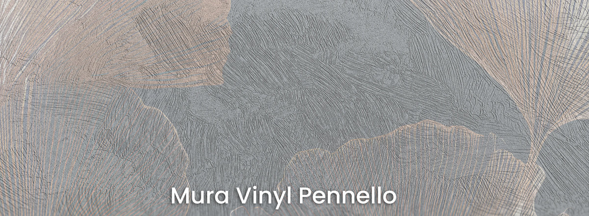LILAC STUCCO on Mura Vinyl Pennello – brushstrokes in the grey background between the leaves