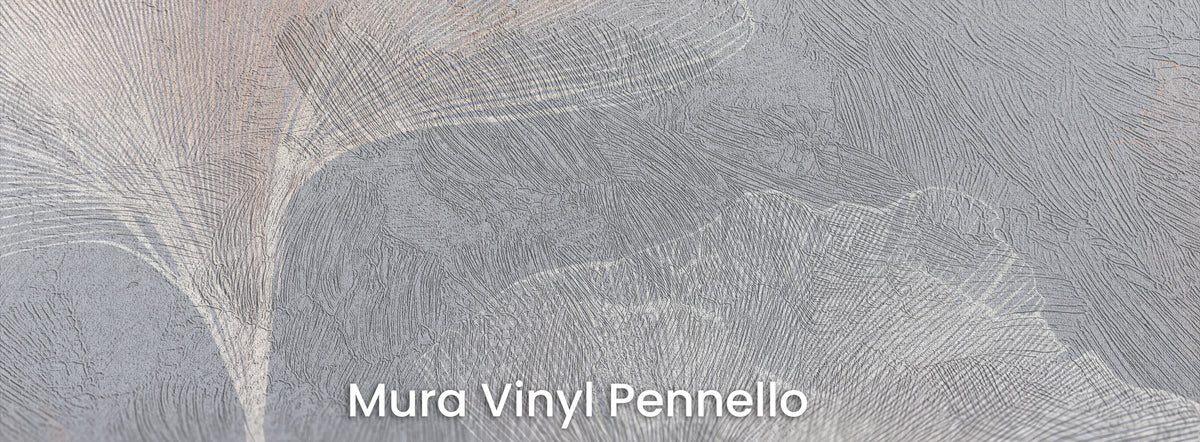 MOCHA LACE on Mura Vinyl Pennello – brushstrokes in the lavender-grey background