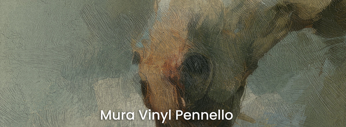 NORTH WIND en el soporte Mura Vinyl Pennello: hocico del caballo sobre la textura de las pinceladas