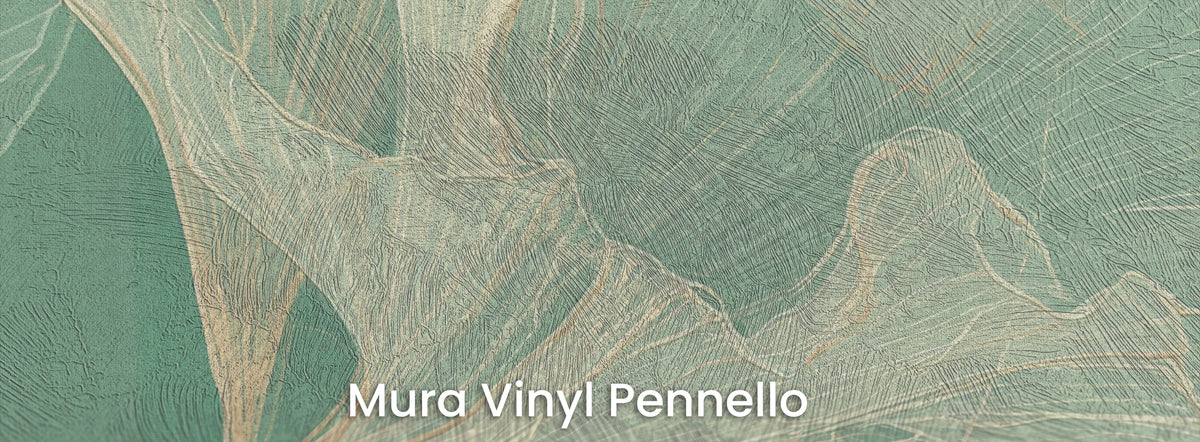 TANGERINE RUFFLE na podłożu Mura Vinyl Pennello – pociągnięcia pędzla na przejrzystych liściach