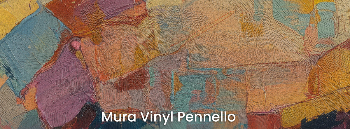 TANGERINE TROT auf dem Trägermaterial Mura Vinyl Pennello – Rosa und Orange auf der Struktur der Pinselzüge