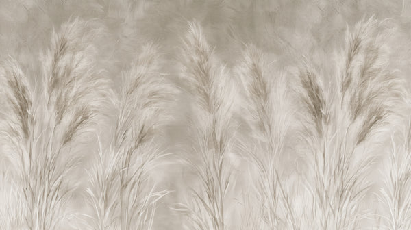 THROUGH MUSLIN - carta da parati nebbiosa con pampas per il bagno