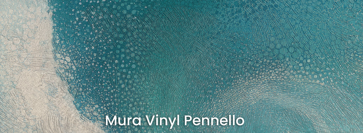 UNDERTOW sul supporto Mura Vinyl Pennello: turchese e schiuma crema su una texture a pennellate