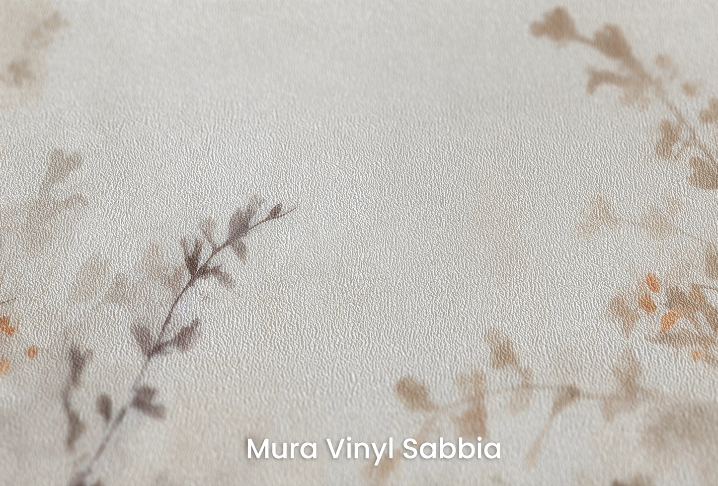 Zbliżenie na artystyczną fototapetę o nazwie EtherealBlossoms na podłożu Mura Vinyl Sabbia struktura grubego ziarna piasku.