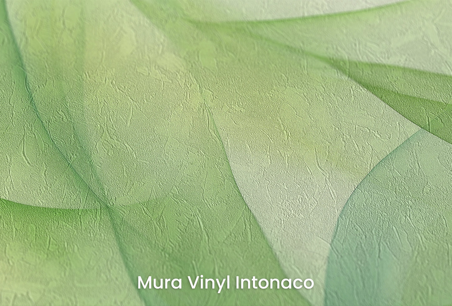 Zbliżenie na artystyczną fototapetę o nazwie Zielone Marzenie na podłożu Mura Vinyl Intonaco - struktura tartego tynku.