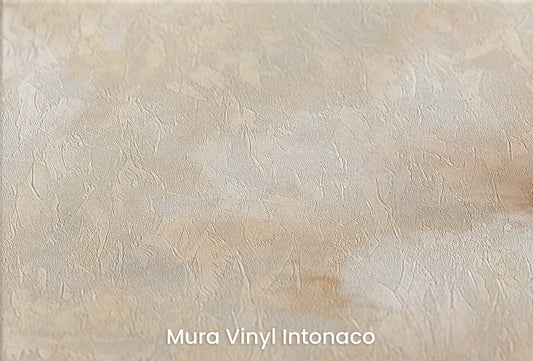 Zbliżenie na artystyczną fototapetę o nazwie DAWN WHISPER CLOUDS na podłożu Mura Vinyl Intonaco - struktura tartego tynku.
