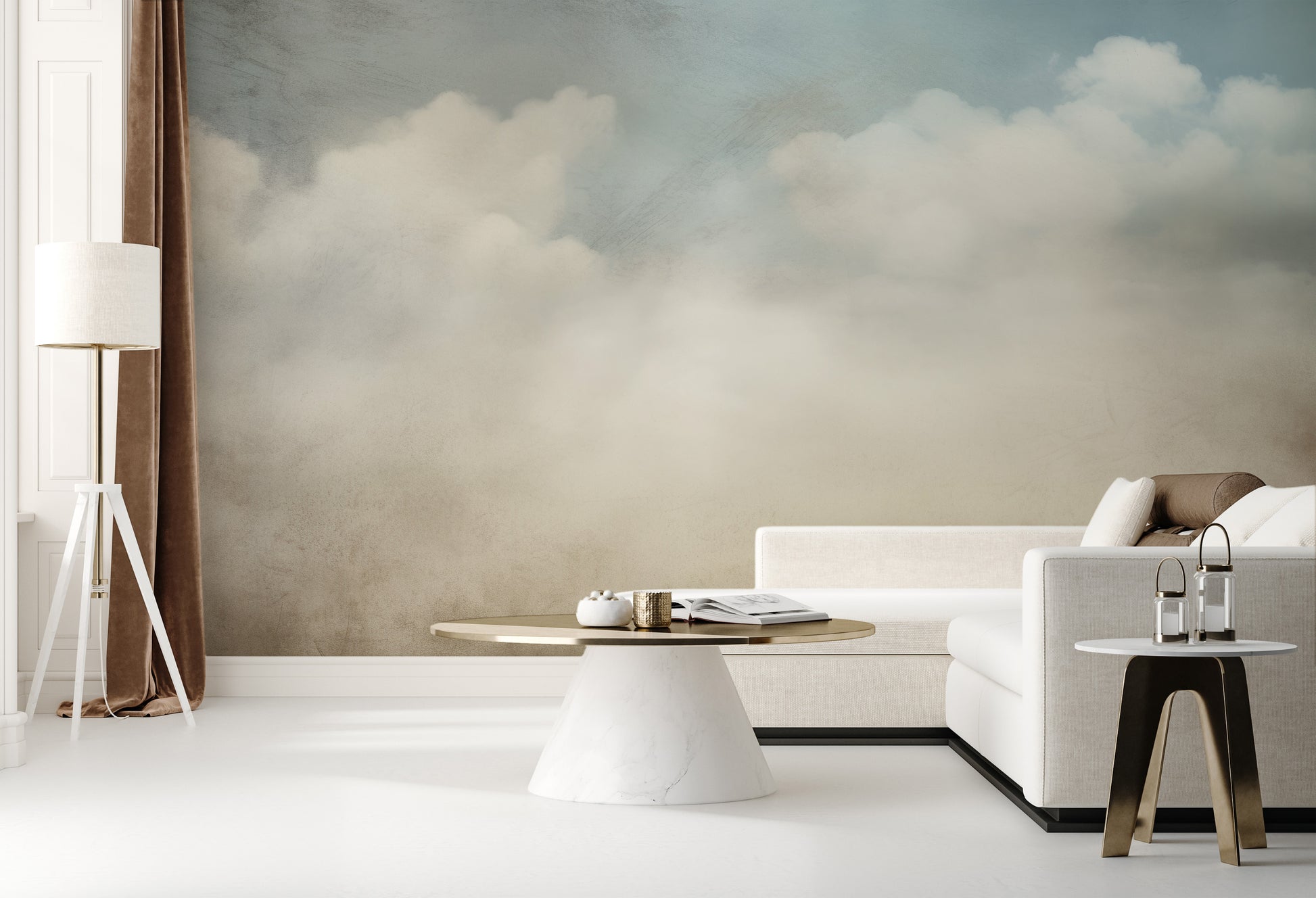 Fototapeta artystyczna o nazwie SERENE CUMULUS VISTA pokazana w aranżacji wnętrza.