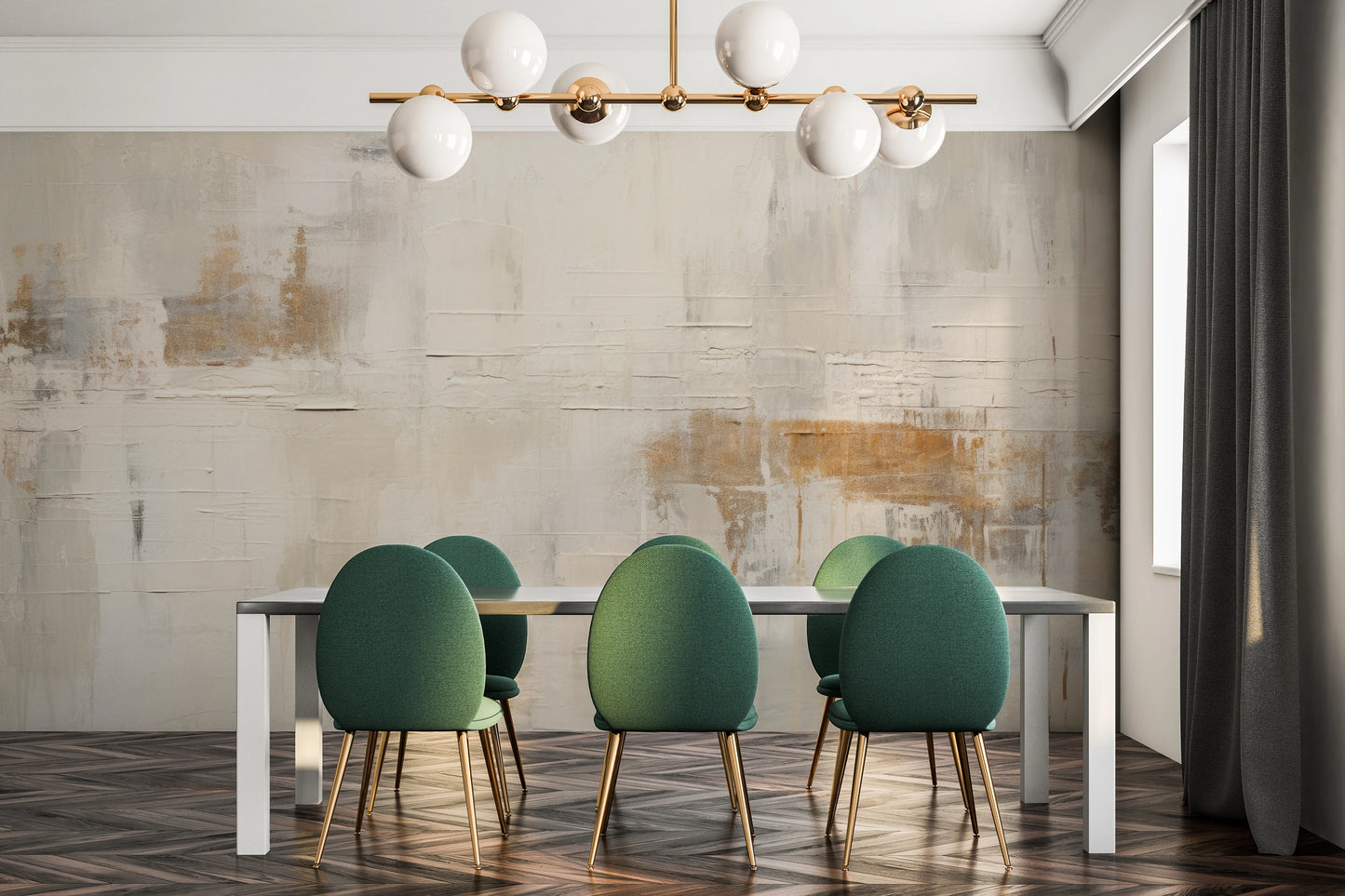 Zdjęcie prezentuje aranżację wnętrza z użyciem fototapety o nazwie Reflective Echo pokazanej w aranżacji wnętrza.