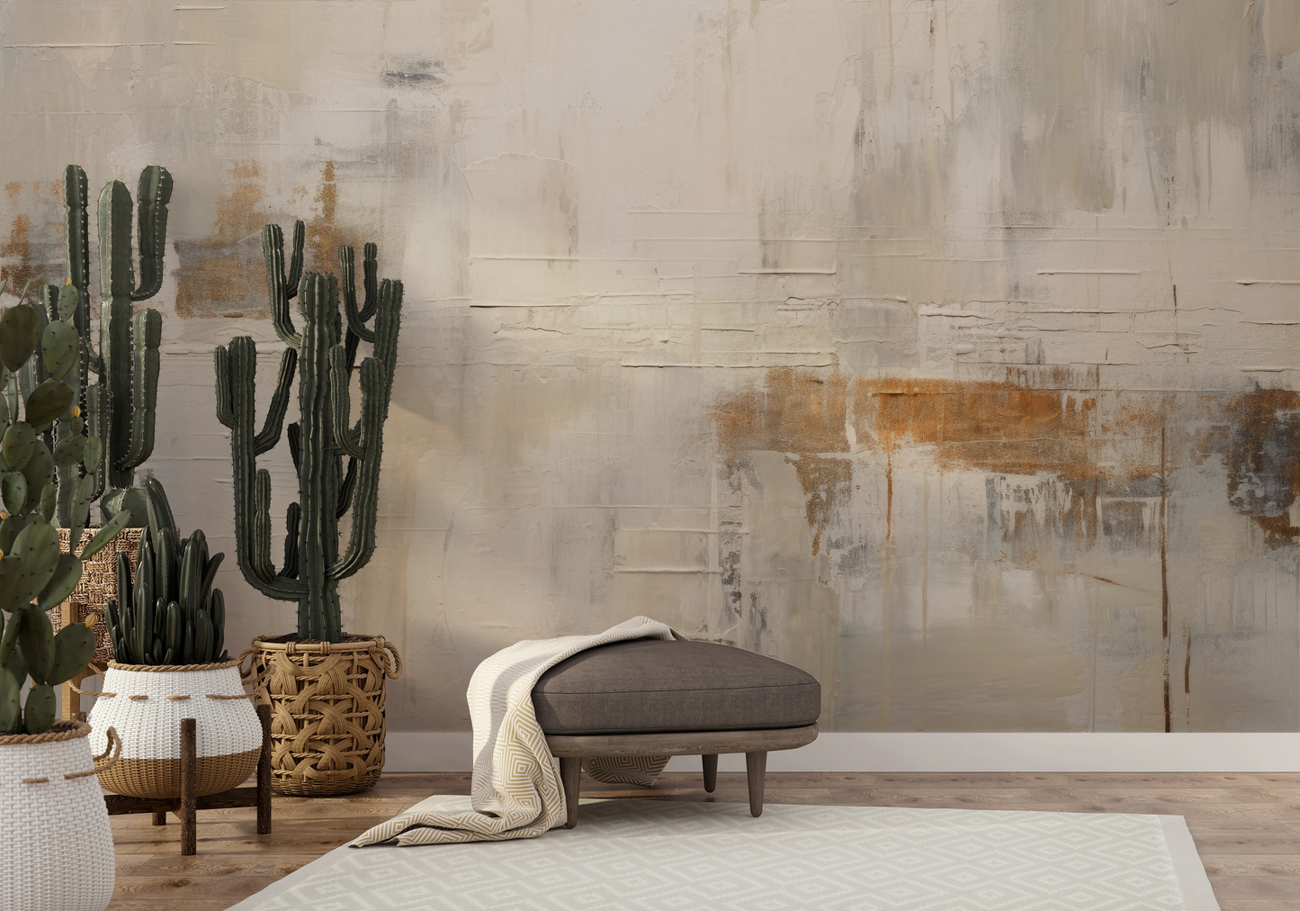 Wzór fototapety artystycznej o nazwie Reflective Echo pokazanej w aranżacji wnętrza.