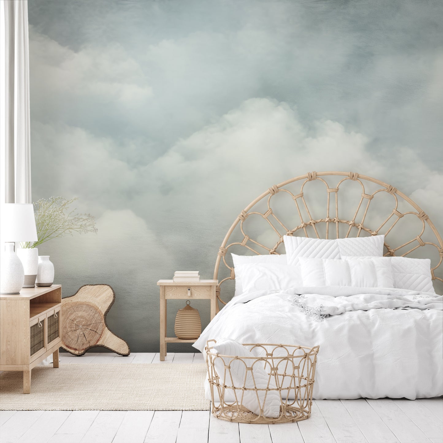 Fototapeta artystyczna o nazwie SOFT CLOUDS REPOSE pokazana w aranżacji wnętrza.