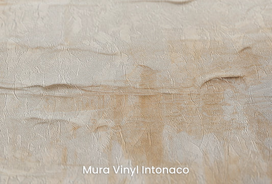 Zbliżenie na artystyczną fototapetę o nazwie Cream Stratums na podłożu Mura Vinyl Intonaco - struktura tartego tynku.