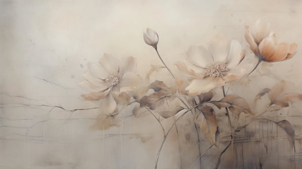 Gentle Blossoms - Fresque murale de fleurs avec des pivoines délicates