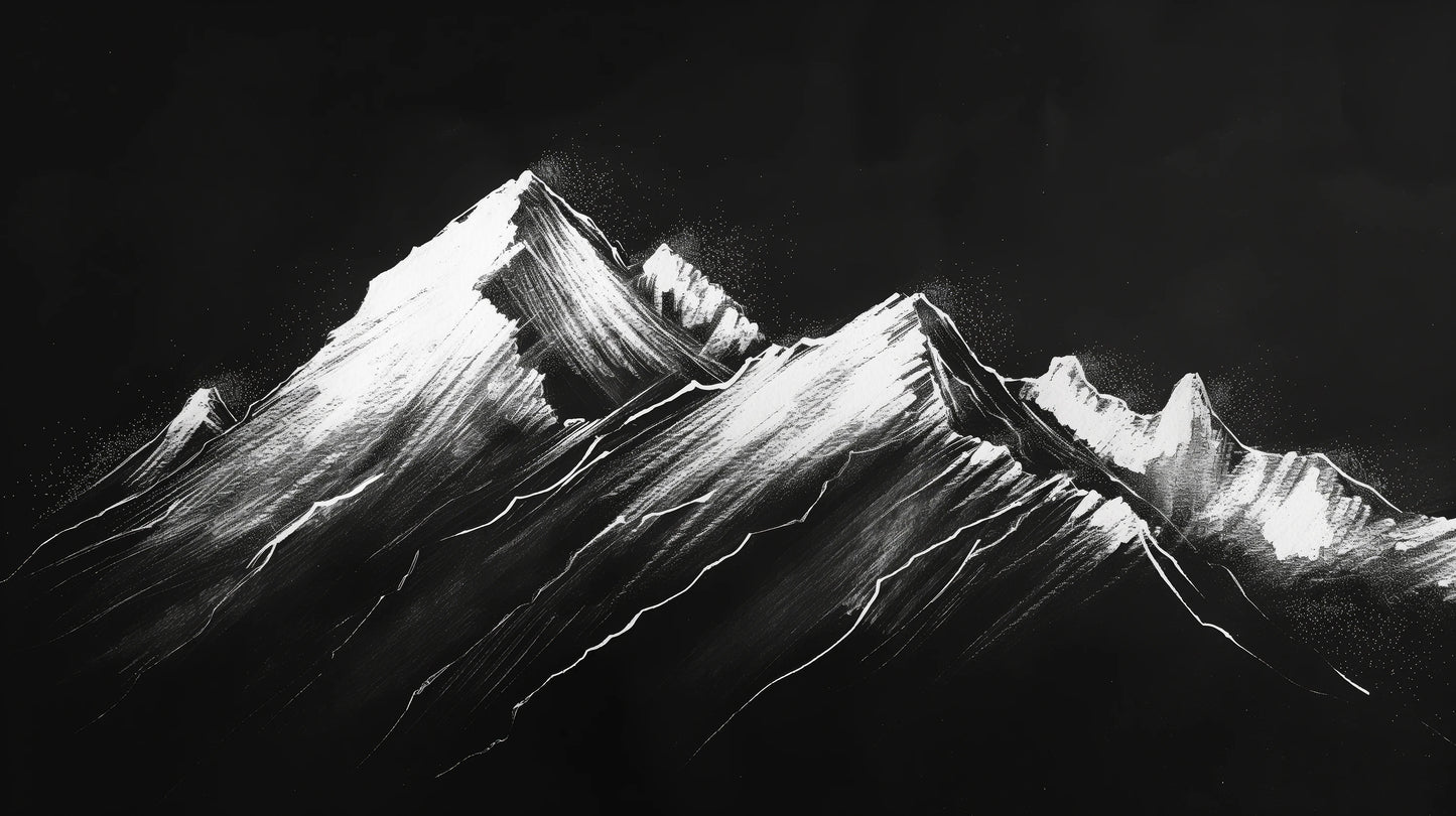 Prezentacja całego wzoru fototapety o nazwie Noir Peaks