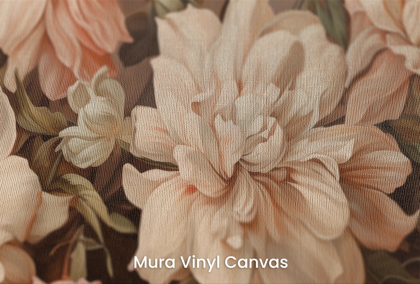 Zbliżenie na artystyczną fototapetę o nazwie Vintage Bloom na podłożu Mura Vinyl Canvas - faktura naturalnego płótna.