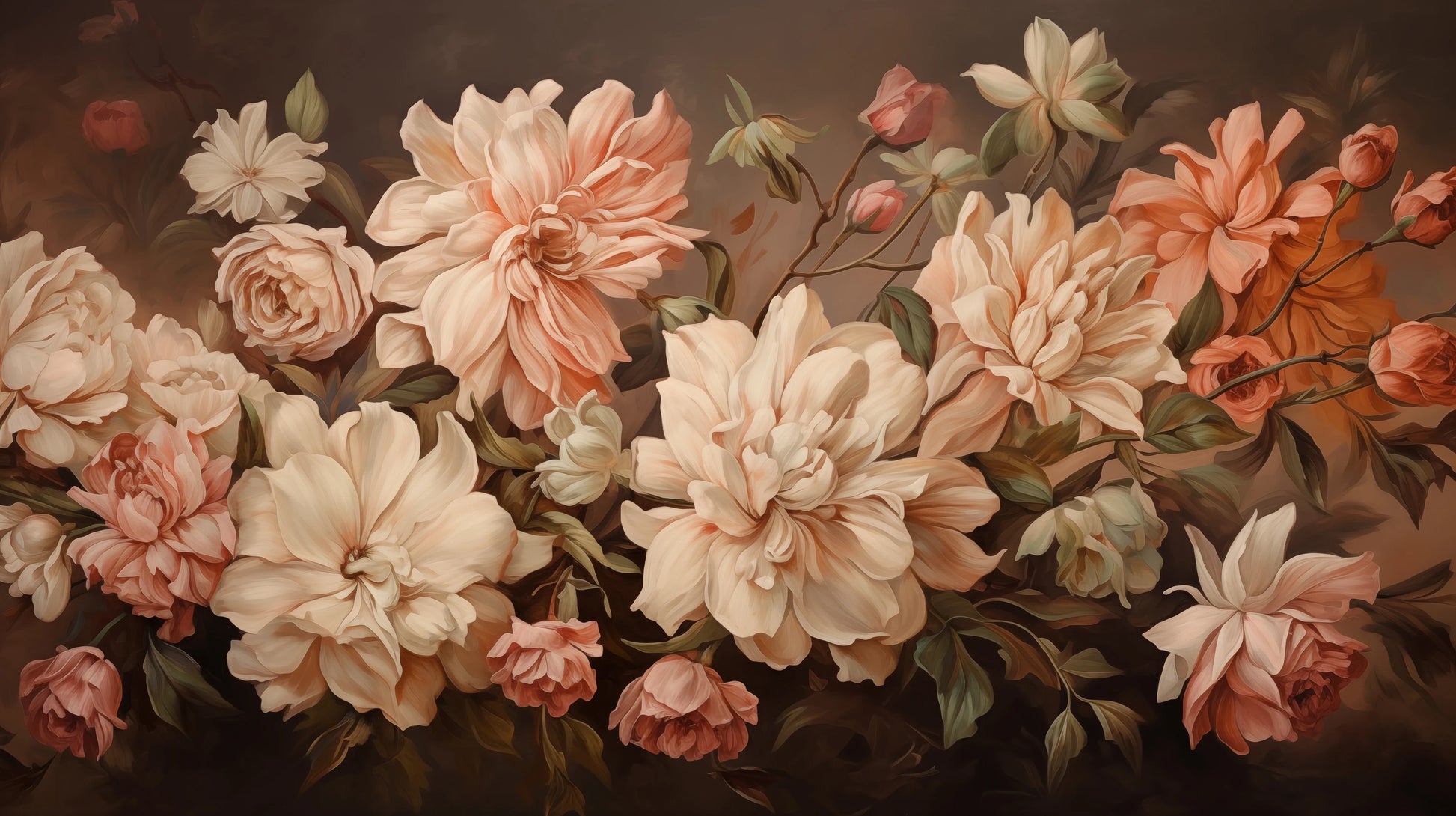 Prezentacja całego wzoru fototapety o nazwie Vintage Bloom