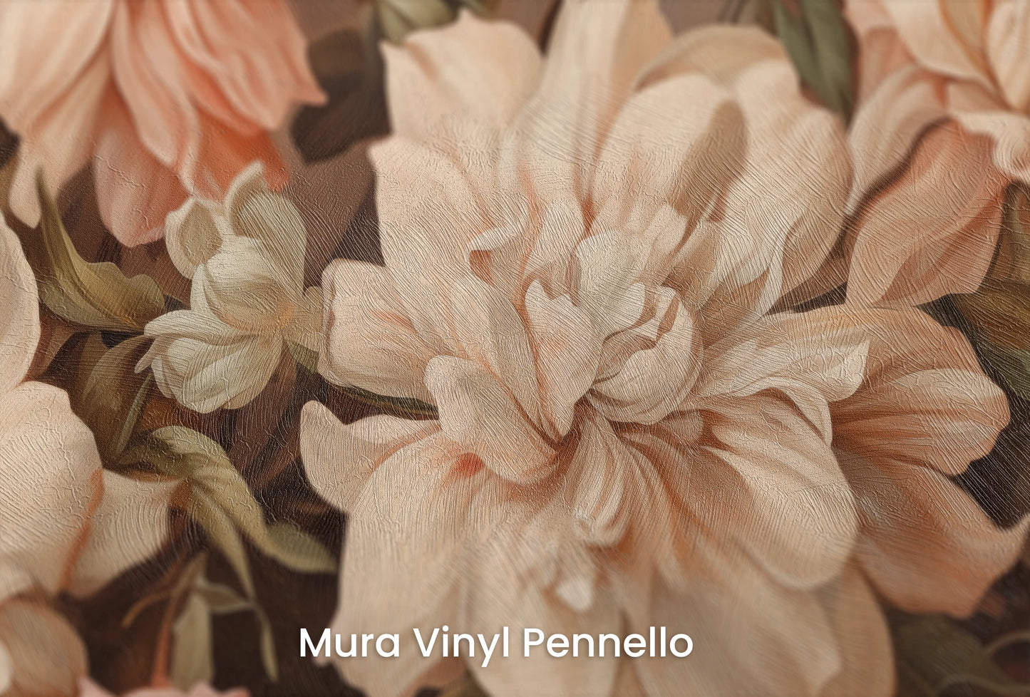 Zbliżenie na artystyczną fototapetę o nazwie Vintage Bloom na podłożu Mura Vinyl Pennello - faktura pociągnięć pędzla malarskiego.