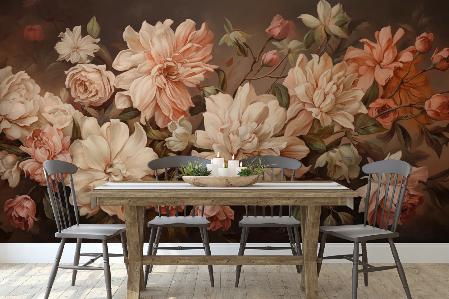 Fototapeta malowana o nazwie Vintage Bloom pokazana w aranżacji wnętrza.
