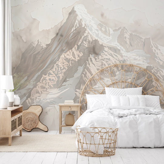 Wzór fototapety artystycznej o nazwie Gentle Slopes pokazanej w aranżacji wnętrza.