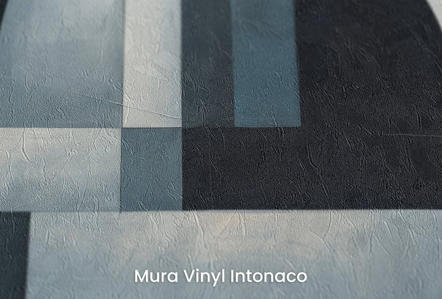 Zbliżenie na artystyczną fototapetę o nazwie Geometric Depths na podłożu Mura Vinyl Intonaco - struktura tartego tynku.