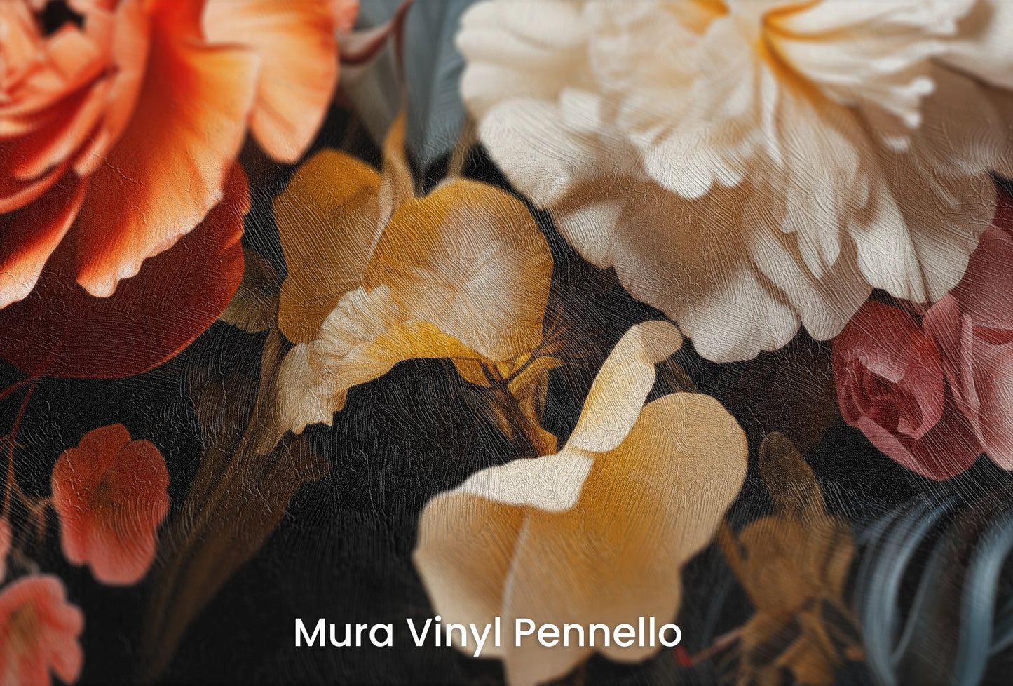 Zbliżenie na artystyczną fototapetę o nazwie Baroque Splendor #2 na podłożu Mura Vinyl Pennello - faktura pociągnięć pędzla malarskiego.