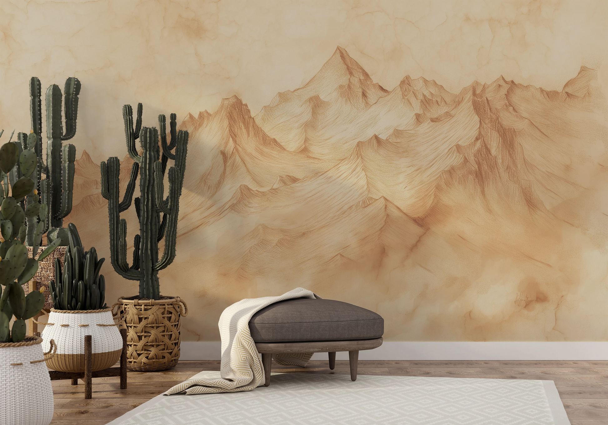 Fototapeta artystyczna o nazwie Pastel Canyons pokazana w aranżacji wnętrza.