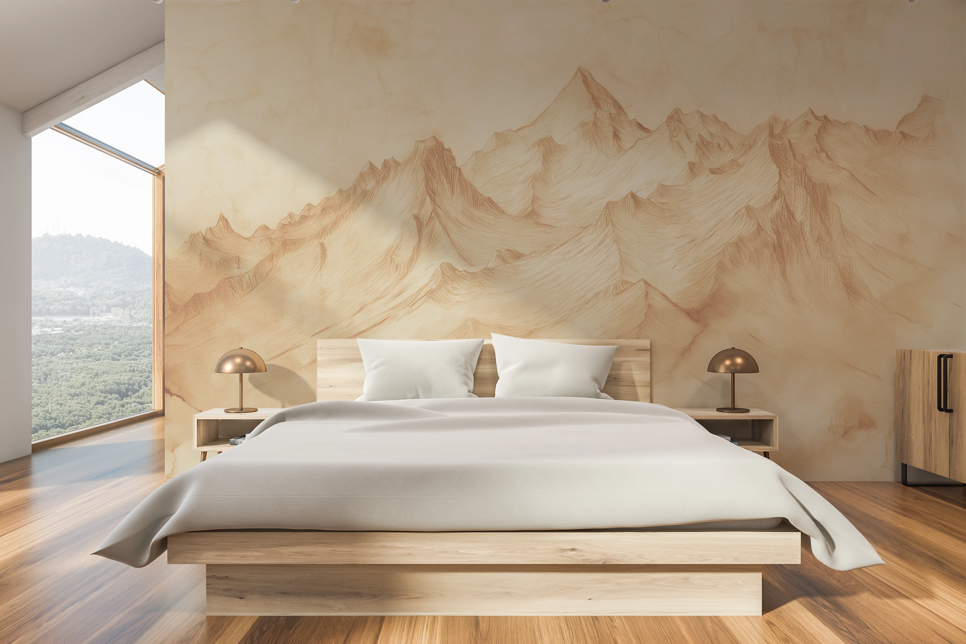 Fototapeta malowana o nazwie Pastel Canyons pokazana w aranżacji wnętrza.