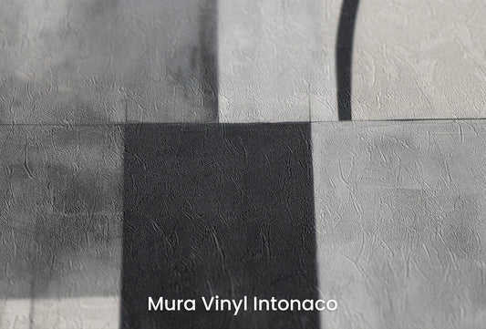 Zbliżenie na artystyczną fototapetę o nazwie Circular Elegance na podłożu Mura Vinyl Intonaco - struktura tartego tynku.