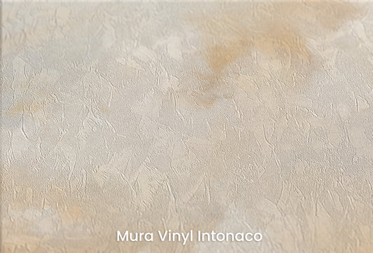 Zbliżenie na artystyczną fototapetę o nazwie AMBER DAWN CASCADE na podłożu Mura Vinyl Intonaco - struktura tartego tynku.