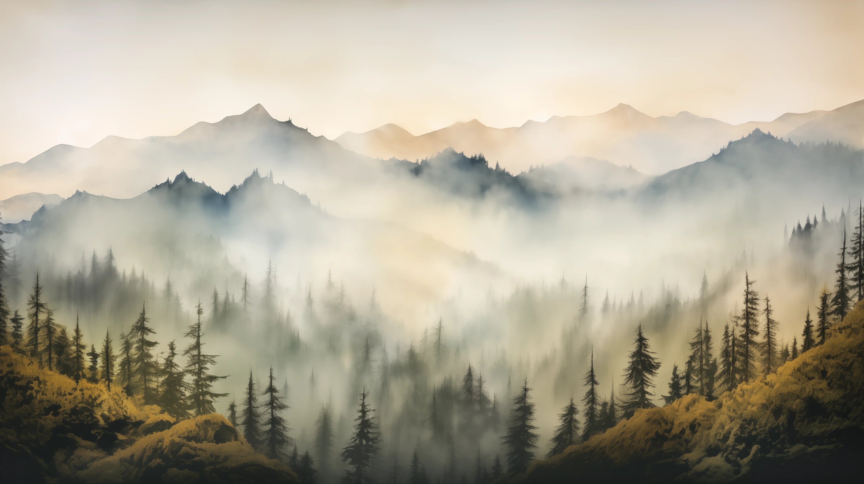 Mustervorschau: Prezentacja całego wzoru fototapety o nazwie Misty Dawn