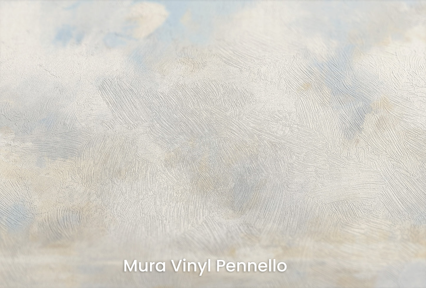 Zbliżenie na artystyczną fototapetę o nazwie AURORAL MIST HORIZON na podłożu Mura Vinyl Pennello - faktura pociągnięć pędzla malarskiego.