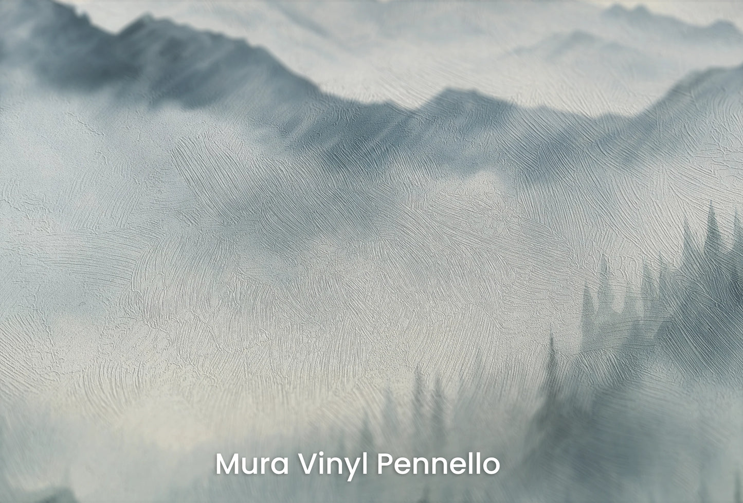 Zbliżenie na artystyczną fototapetę o nazwie Blue Haze na podłożu Mura Vinyl Pennello - faktura pociągnięć pędzla malarskiego.
