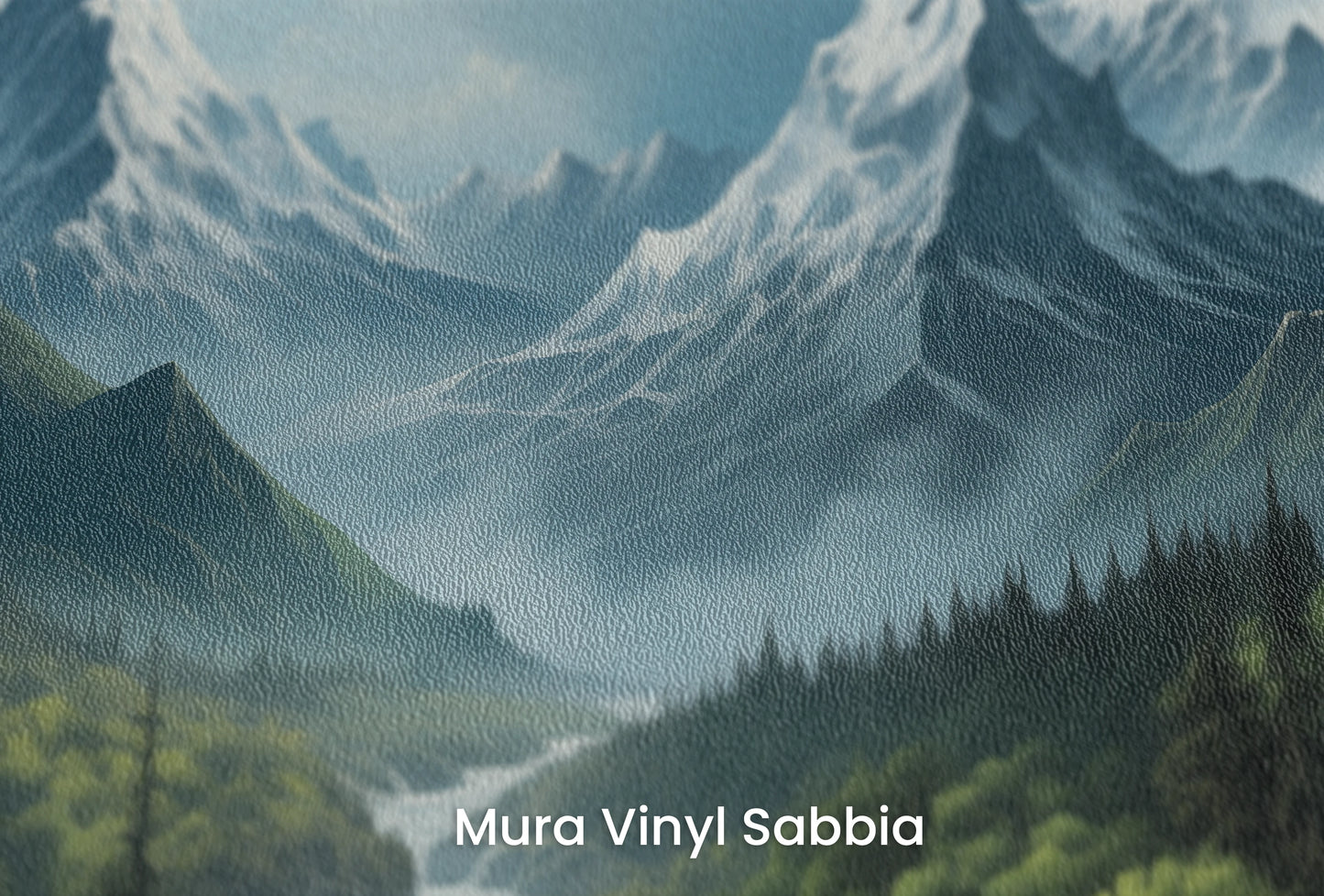 Zbliżenie na artystyczną fototapetę o nazwie Enchanted Valley #2 na podłożu Mura Vinyl Sabbia struktura grubego ziarna piasku.