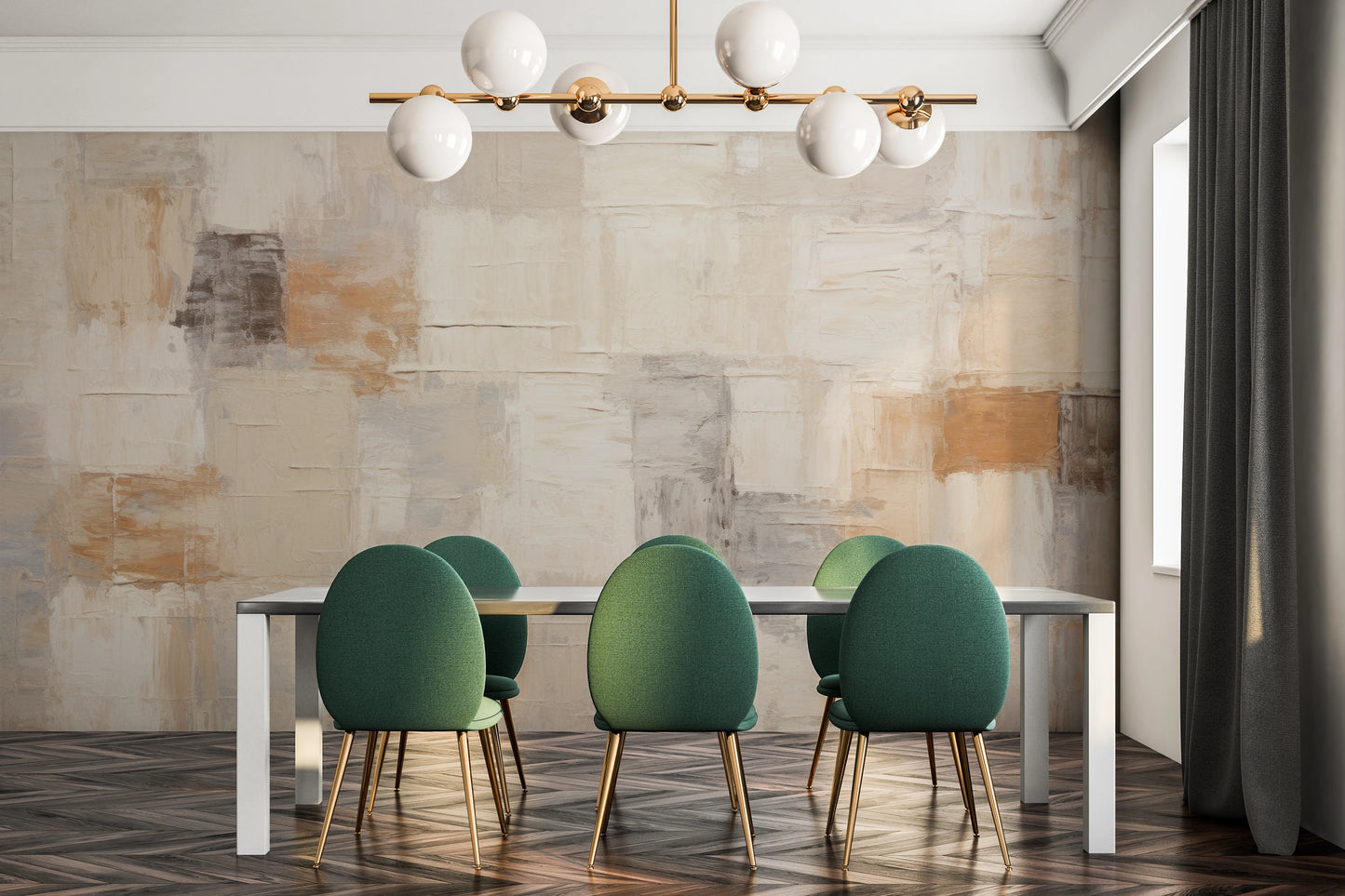 Wzór fototapety malowanej o nazwie Tonal Elegance #2 pokazanej w aranżacji wnętrza.