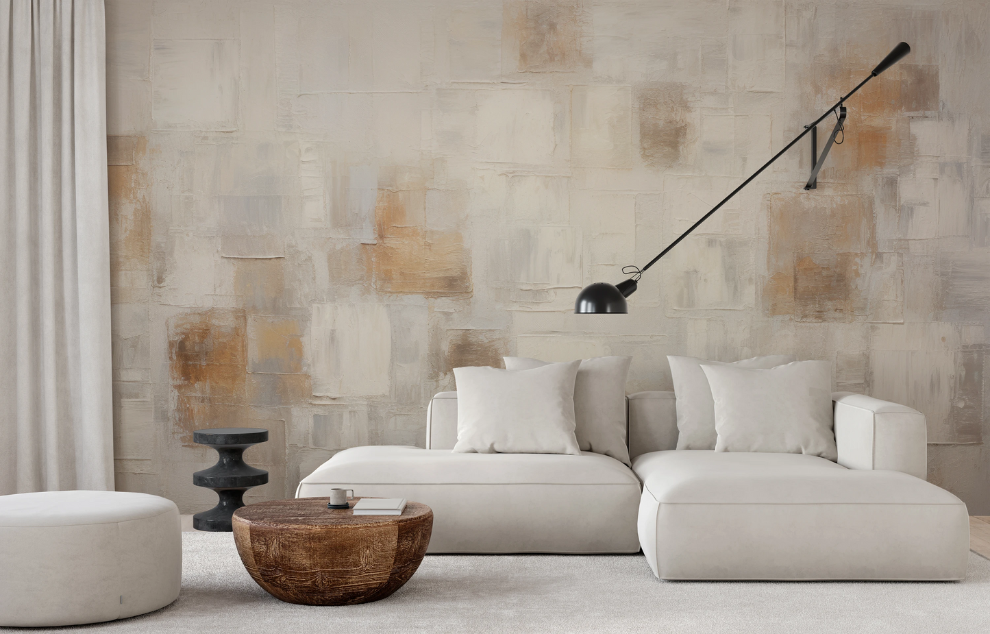 Wzór fototapety o nazwie Modern Patchwork pokazanej w kontekście pomieszczenia.