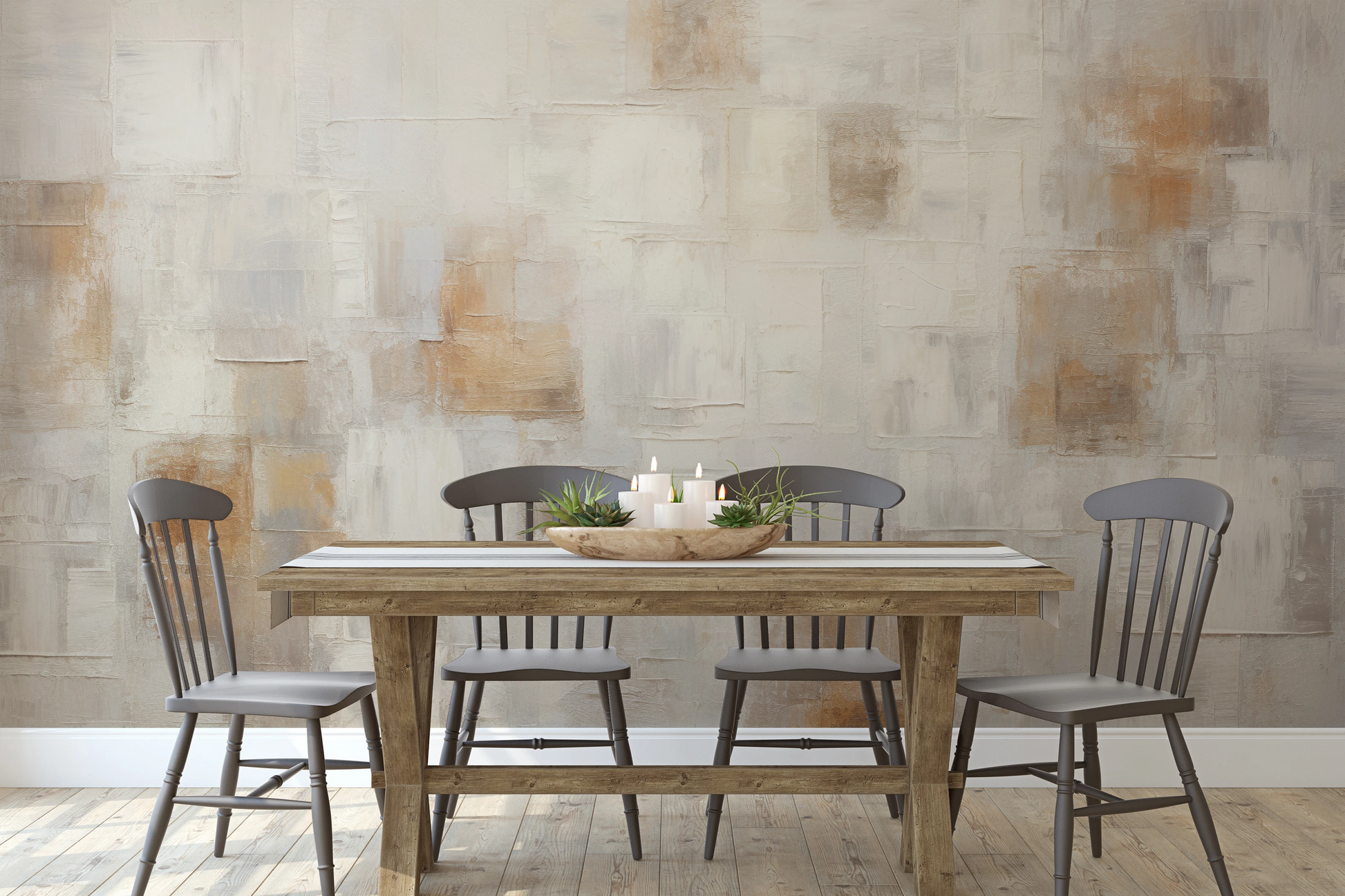 Fototapeta malowana o nazwie Modern Patchwork pokazana w aranżacji wnętrza.