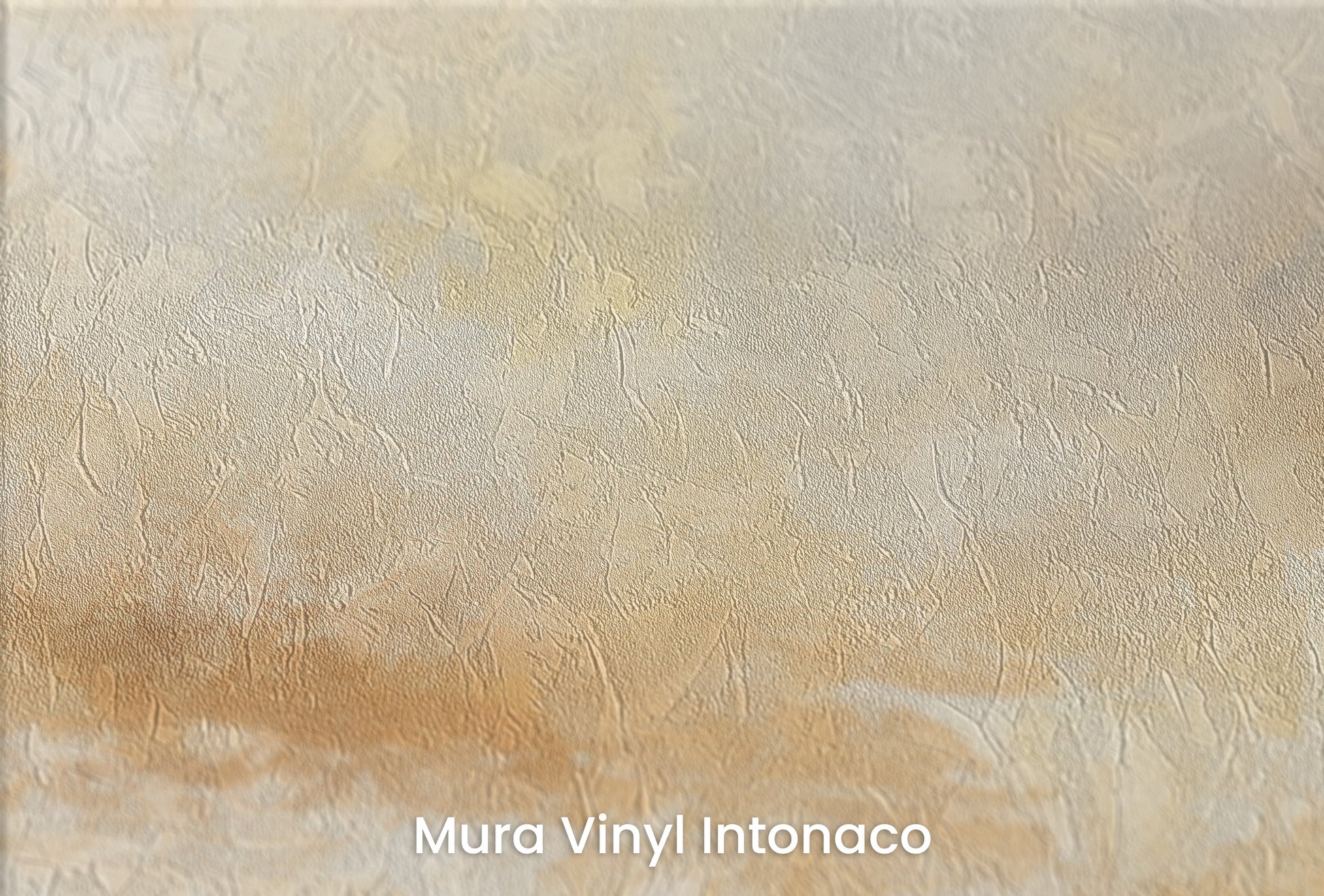 Zbliżenie na artystyczną fototapetę o nazwie SUNLIT HAZE REFLECTION na podłożu Mura Vinyl Intonaco - struktura tartego tynku.