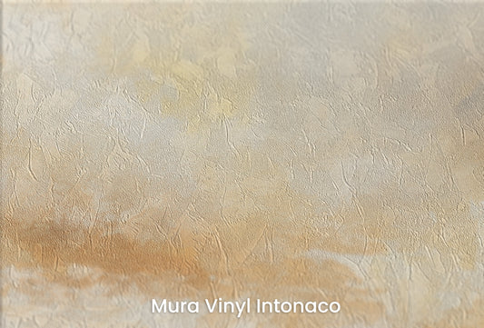 Zbliżenie na artystyczną fototapetę o nazwie SUNLIT HAZE REFLECTION na podłożu Mura Vinyl Intonaco - struktura tartego tynku.