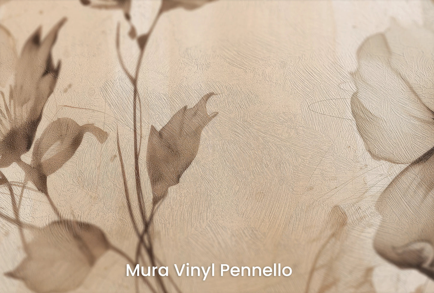 Zbliżenie na artystyczną fototapetę o nazwie Monochrome Botanica na podłożu Mura Vinyl Pennello - faktura pociągnięć pędzla malarskiego.