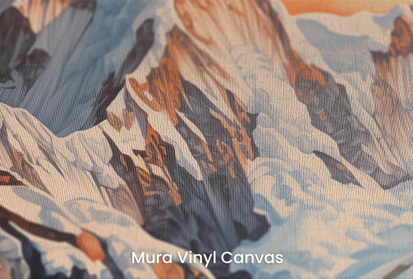 Zbliżenie na artystyczną fototapetę o nazwie Sunrise Majesty na podłożu Mura Vinyl Canvas - faktura naturalnego płótna.