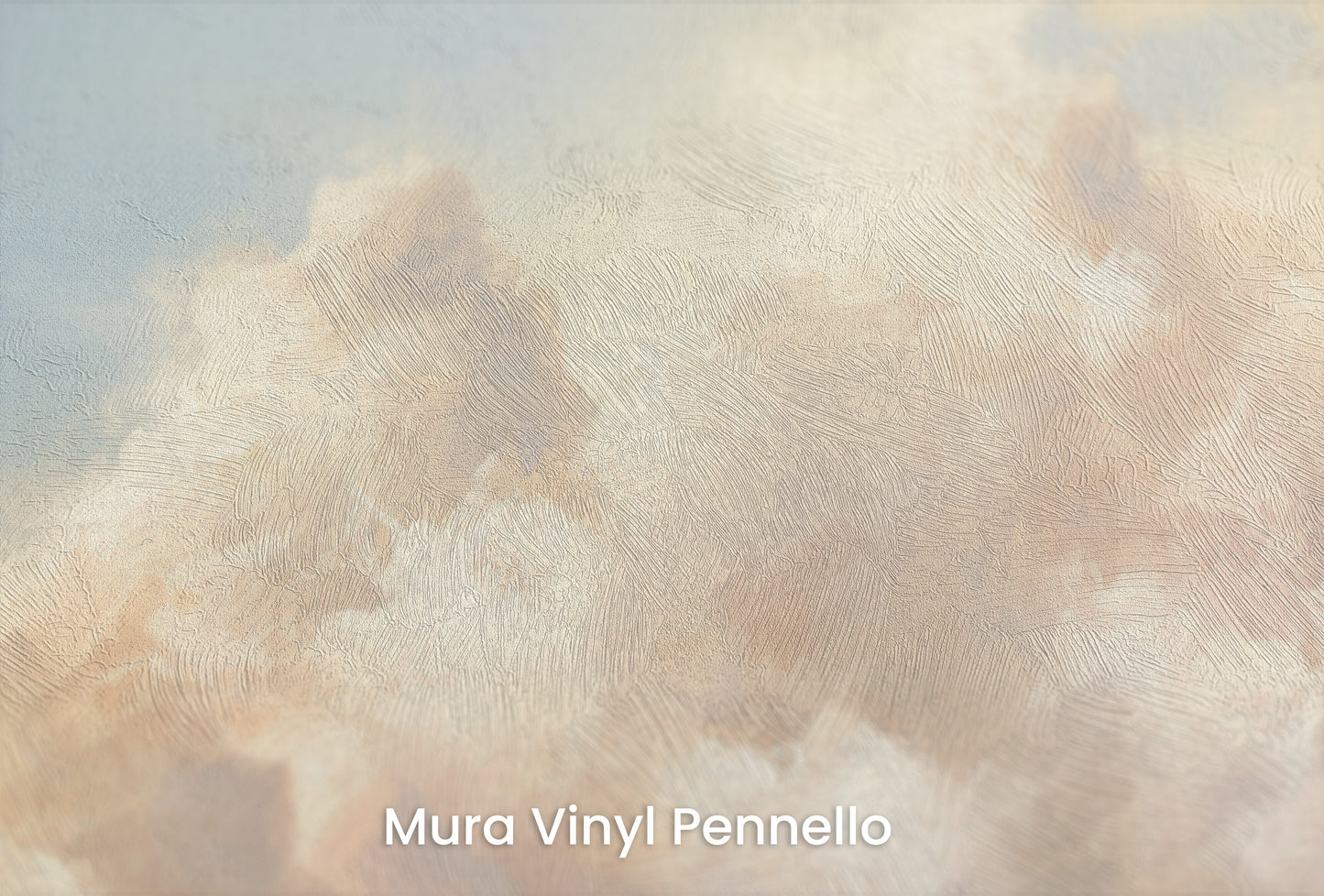 Zbliżenie na artystyczną fototapetę o nazwie TWILIGHT SERENADE GLOW na podłożu Mura Vinyl Pennello - faktura pociągnięć pędzla malarskiego.