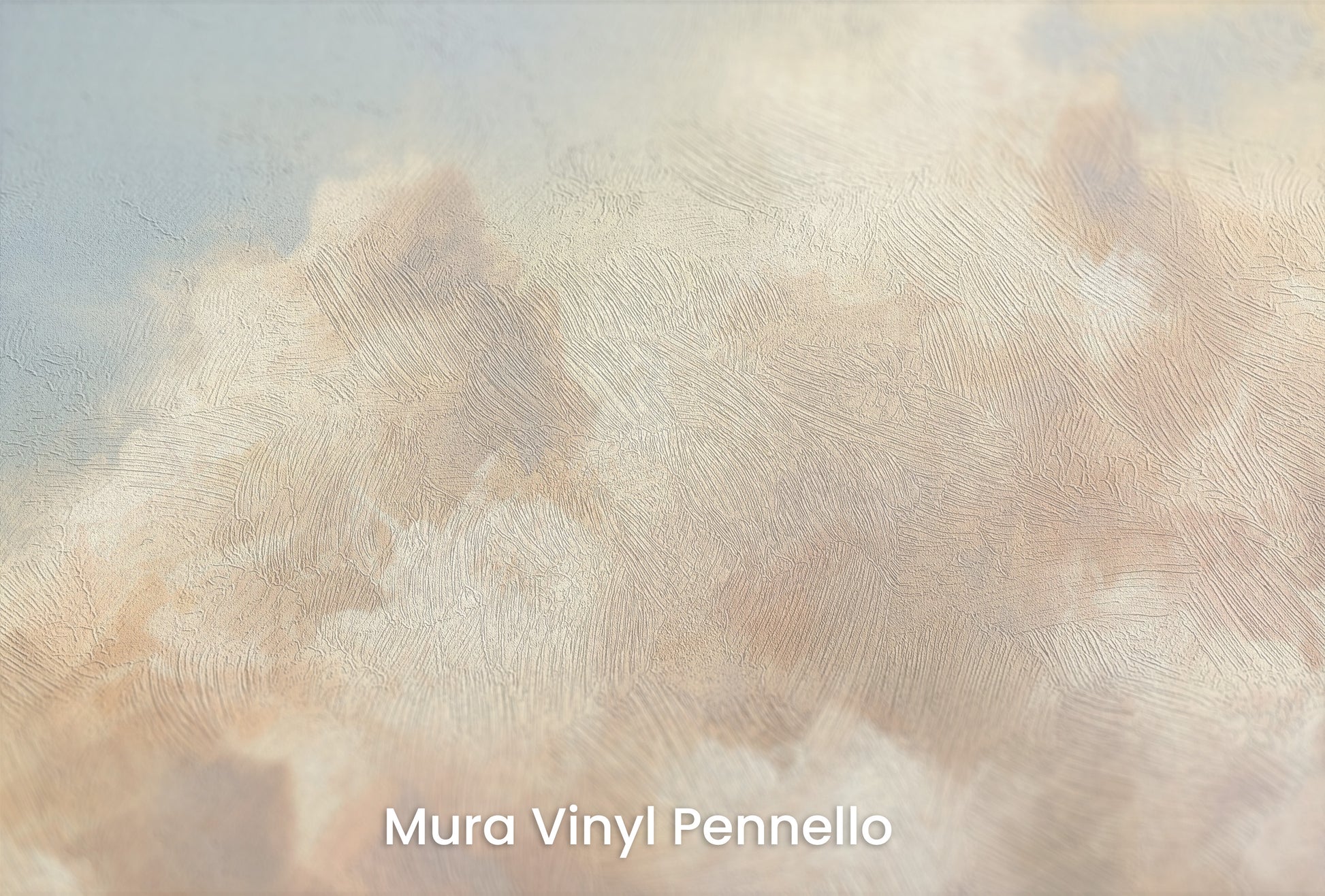 Zbliżenie na artystyczną fototapetę o nazwie TWILIGHT SERENADE GLOW na podłożu Mura Vinyl Pennello - faktura pociągnięć pędzla malarskiego.