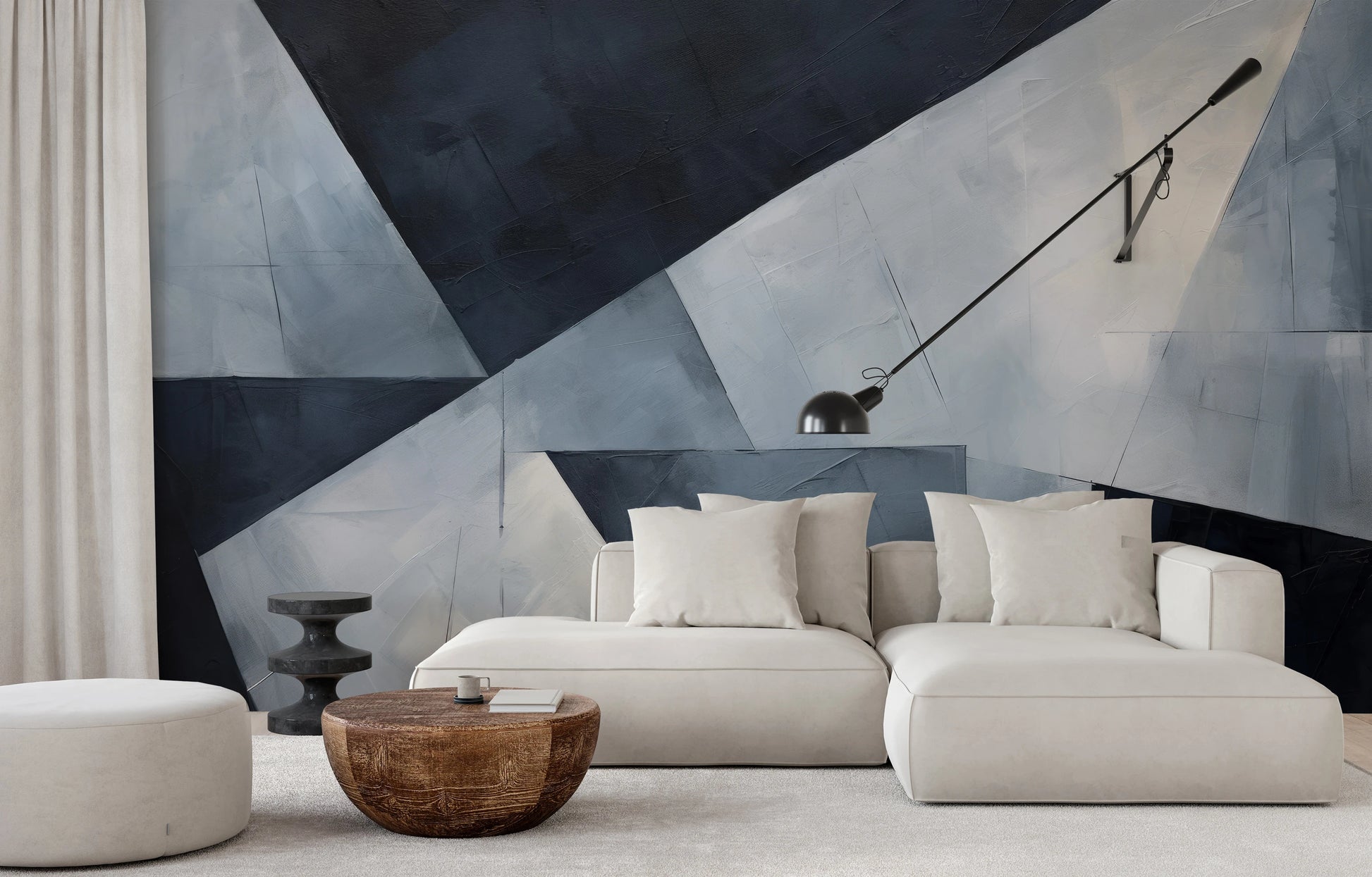 Wzór fototapety o nazwie Elegant Geometric Simplicity pokazanej w kontekście pomieszczenia.