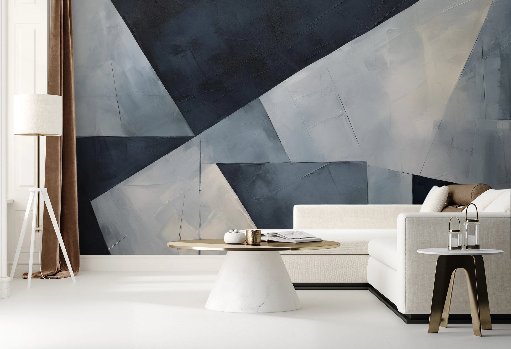Fototapeta artystyczna o nazwie Elegant Geometric Simplicity pokazana w aranżacji wnętrza.